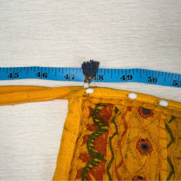 Womens Purse Yellow Handcrafted Banjara Bag Embroidered Tassels Beaded - Picture 4 of 8